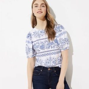 LOFT Garden Puff Sleeve Cropped Statement Tee